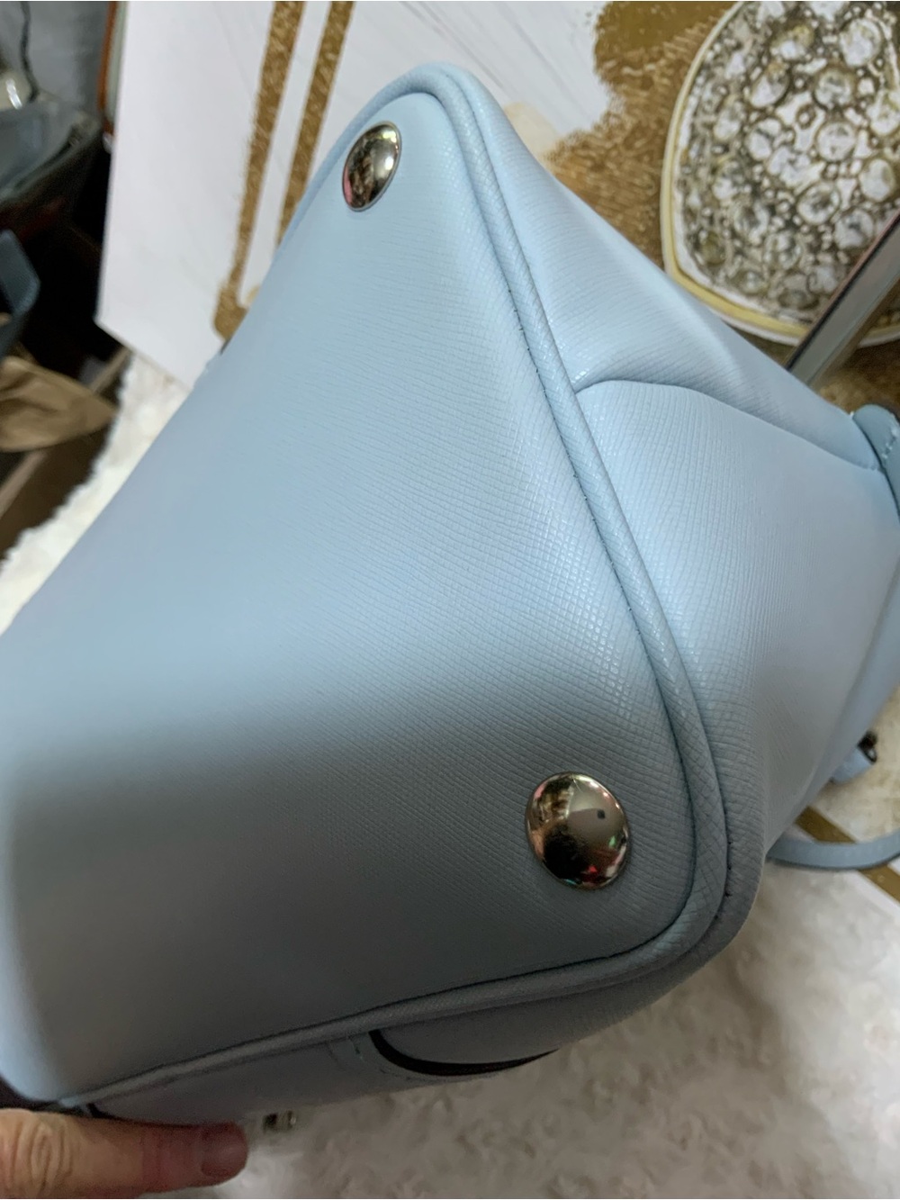 Coach Light Blue Leather Satchel with Removable Strap - Picture 4 of 9